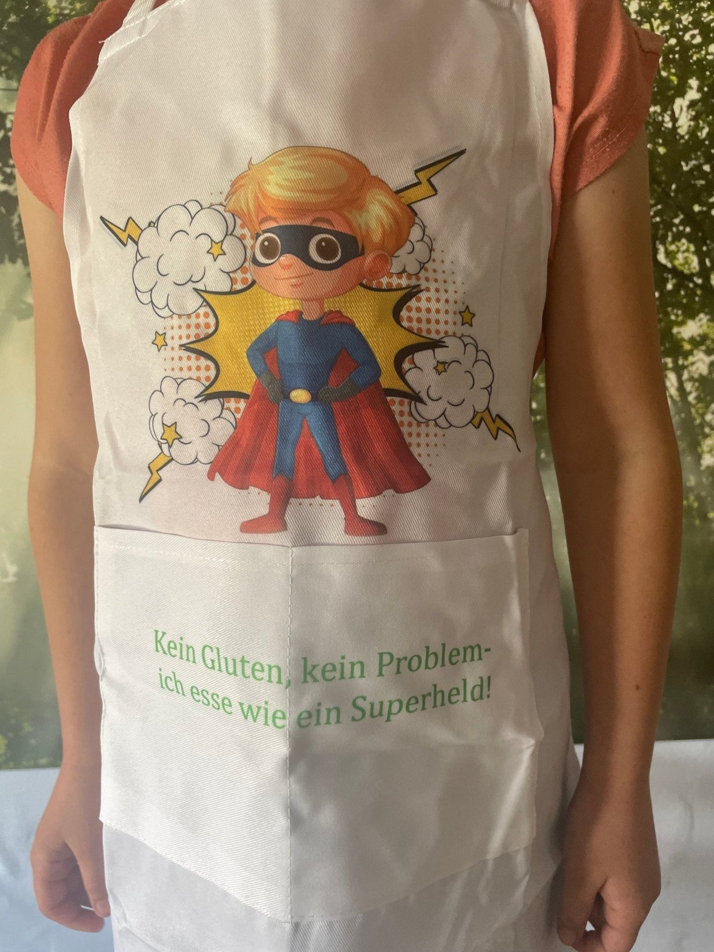 Kinderschürze und Kochmützen Set (Glutenfreier Superheld)