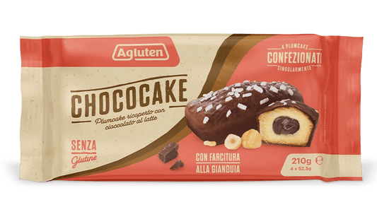 Schokoladenüberzogener Kuchen mit Streuseln und Gianduia-Füllung, glutenfrei. 210 g (4 x 52,5 g)